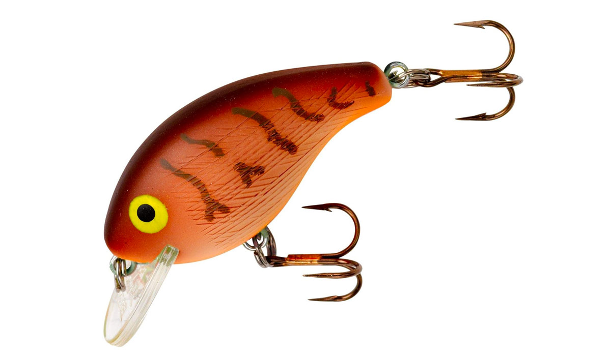 dark red to red crankbait with yellow eye