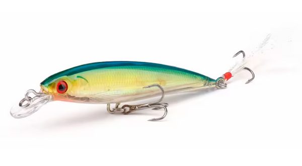 green yellow crankbait bucktail in end